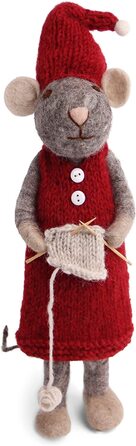 Миші n Gry & Sif I милі різдвяні підвіски, різдвяні прикраси ручної роботи, зимові прикраси з фетру, прикраси для різдвяної ялинки, різдвяні прикраси I сірий 15 см, сердечко, сніговик (миша Xl сірого кольору з трикотажем)