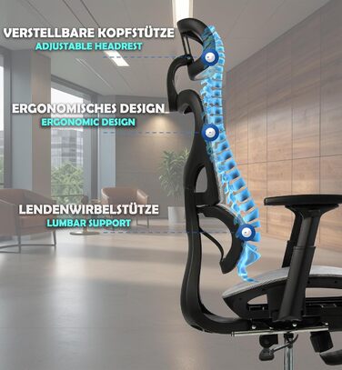 Офісне крісло Sesto Senso K80G Grey - ергономічне, з підніжкою, регульованою спинкою та підлокітниками