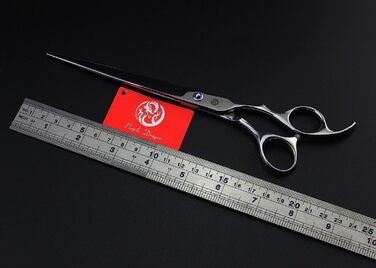Професійні ножиці для догляду за домашніми тваринами Purple Dragon діаметром 8,0 дюймів, прямі ножиці для собак, ножиці для проріджування / змішування і вигнуті ножиці з кишенею (сріблястого кольору)