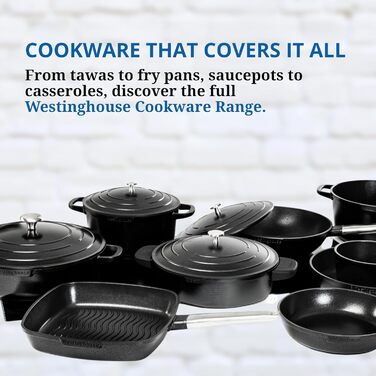 Сковорода-гриль Westinghouse PERFORMANCE SERIES 28 см з нержавіючої сталі, для індукції, газової плити, духовки, з антипригарним покриттям, алюміній, чорна