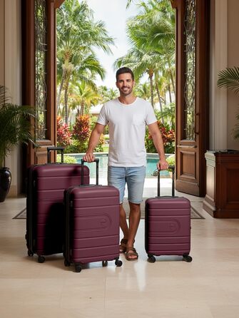 Набір валіз REDOLZ Hartschalen 3-в-1 | Розширювані, з TSA-замком | З міцного поліпропілену | Для жінок та чоловіків (Burgundy)