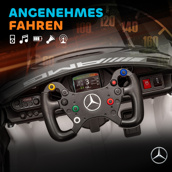 Електромобіль Mercedes-Benz для дітей, 12V, з LED-підсвіткою, музикою, звуком клаксона, для дітей віком 3-8 років, білий