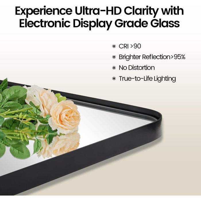 Дзеркало для ванної кімнати MOON MIRROR прямокутне з металевим каркасом, 50.8 x 71.1 см, чорний матовий