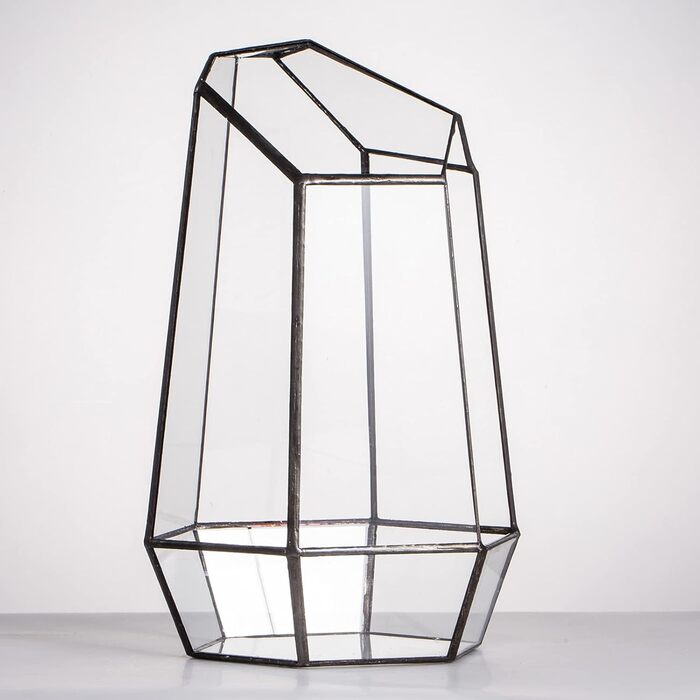 Скляне тераріум NCYP 16,5x16,5x25cm: геометричний дизайн, горщик для сукулентів та папоротей (без рослин)