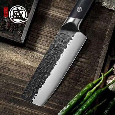Японський ніж Santoku Mitsumoto Sakari 17 см, ручка з пакавуду, професійний кухонний ніж, чорний Nakiri 17 см