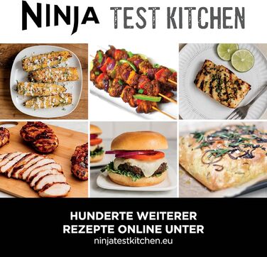 Ninja MAX 6-в-1 гриль та фритюрниця з гарячим повітрям для дому, 6 функцій приготування, об'єм 3.8 л, цифровий термометр, сірий/срібний, DG551EU