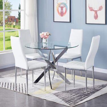 Стіл обідній Goldfan Classic зі скла та хромованих ніжок, 80x80x75 см