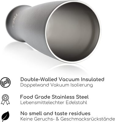 Термокухоль для пива Milu Weizenbierglas з нержавіючої сталі з кришкою, 500 мл, чорний - подарунок для чоловіків