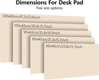 Килимок на стіл Niviy з екошкіри XXL (120x60 см), водонепроникний килимок для миші та захисна підкладка для офісу та дому, бежевий