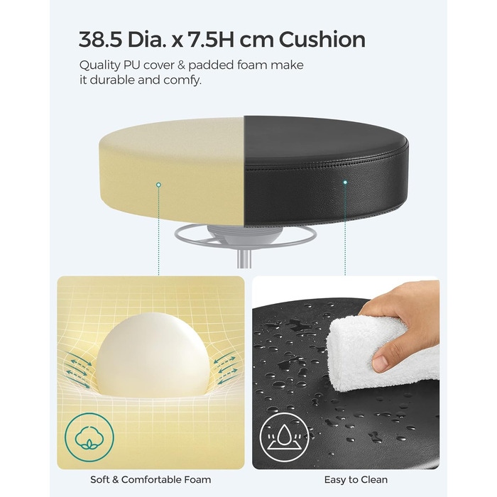 Високий робочий стілець SONGMICS з регульованою спинкою та підставкою для ніг, чорний - OSC007B01