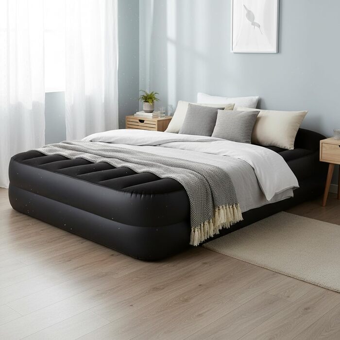 Надувний матрац-ліжко AVENLI для 2 осіб, 203x152x46 см, з інтегрованою помпою, флаокована поверхня, для дому та кемпінгу