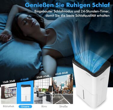 Електричний осушувач повітря COSTWAY з 3 режимами, об'єм 50 л/добу, 6,5 л бак, таймер 24 год, 2 швидкості, режим сну ≤ 42 дБ, для приміщень до 30 м²