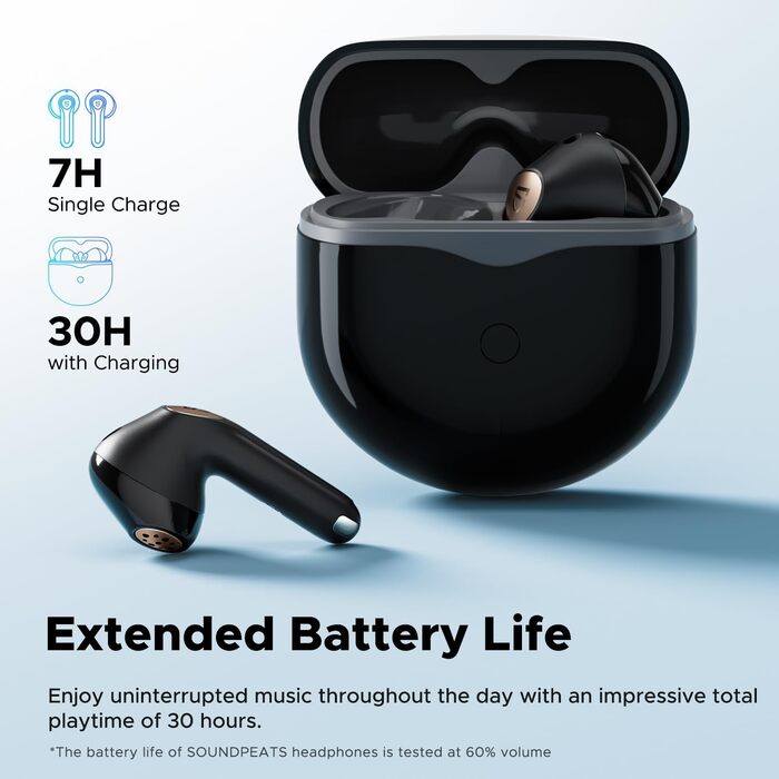 Навушники SoundPEATS Air4 Lite Hi-Res Bluetooth 5.3, 6 мікрофонів, 30 годин акумулятора, багатоточкові, чорний