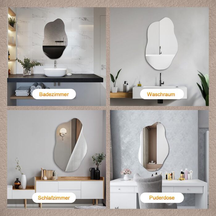 Дзеркало для ванної кімнати Boromal, чорне, 62x90 см, вертикальне/горизонтальне, декоративне