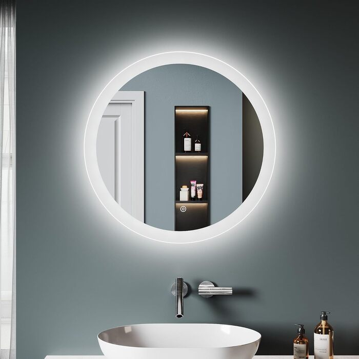 Дзеркало для ванної кімнати SONNI LED з підсвічуванням 80x60 см, прямокутне, біле