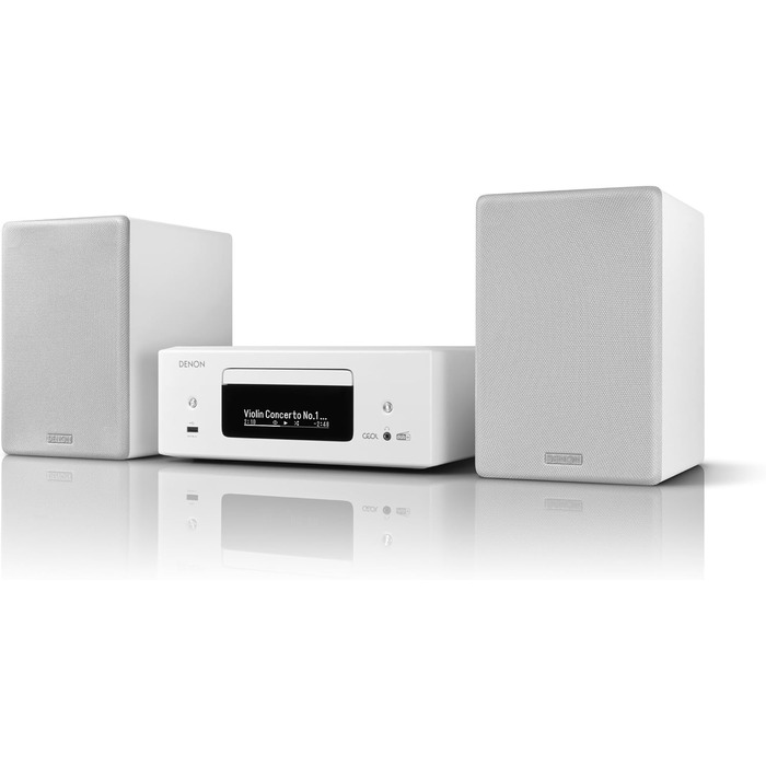 Компактна система Denon CEOL N-12DAB, HiFi, CD-програвач, потокове передавання, мультирум, Bluetooth, WLAN, DAB, Білий