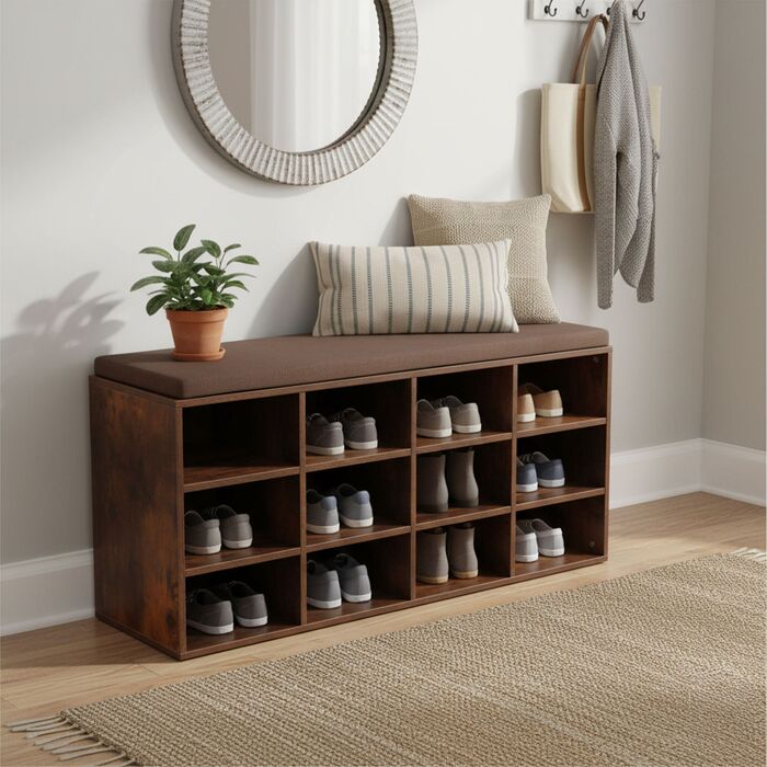 Підставка для взуття Relaxdays з м'яким сидінням та відкритими полицями