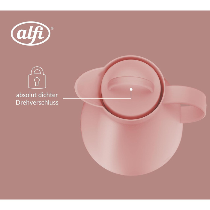 Термос Alfi DAN 1.0 л, рожевий (Ash Rose), пластиковий з термоізоляцією, з скляною вставкою, з кришкою-поворотом, дизайнерський, без BPA, для кави та чаю