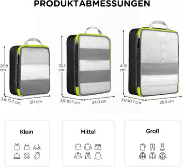 Набір компресійних органайзерів для подорожей Cipway (6 шт), ультралегкі сітчасті сумки-пакувальники для одягу в рюкзак та валізу, чорний колір