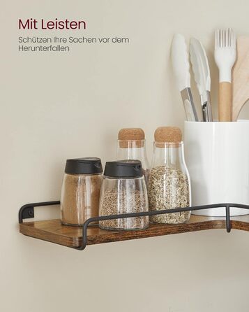 Набір кутових настінних полиць VASAGLE у стилі лофт, L-подібні полиці для вітальні, спальні та кухні, вінтажний коричневий та чорний, 2 шт. (LLS831B01)