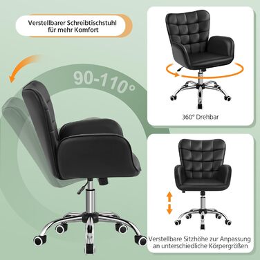 Крісло офісне Yaheetech ергономічне, з регулюванням висоти, з підлокітниками, на коліщатках, до 136 кг, біле (чорне)