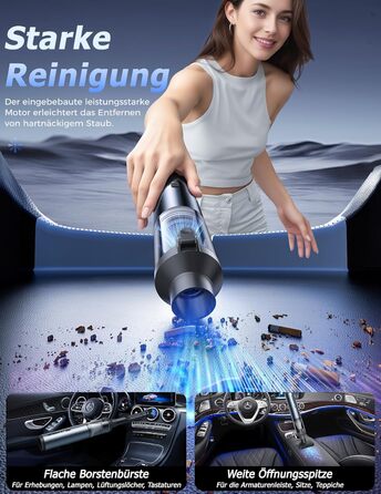 Акумуляторний ручний пилосос 4-в-1 для авто, дому та офісу, 16000Па, USB-C зарядка, бездротовий міні-пилосос для салону автомобіля, диванів, клавіатур та домашніх тварин