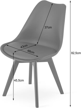 Обідні стільці - Чорні, з м'яким сидінням з екошкіри, поліпропіленові ніжки, сучасний дизайн, набір 4 шт.