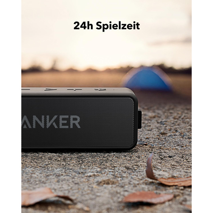Портативна Bluetooth колонка Anker SoundCore 2 - потужний звук, глибокий бас, 24 години роботи, водонепроникність IPX7, для iPhone, Galaxy та інших пристроїв (Чорний)