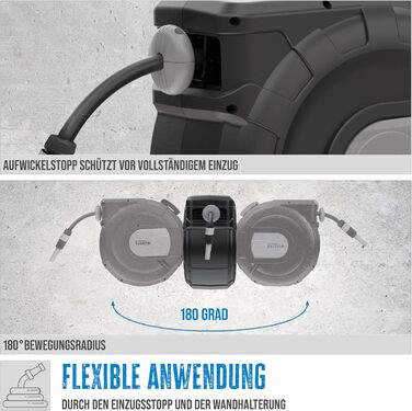 Güde Автоматичний шланг для поливу 20 м з кріпленням на стіну, поворотний 180°, з автоматичним змотуванням