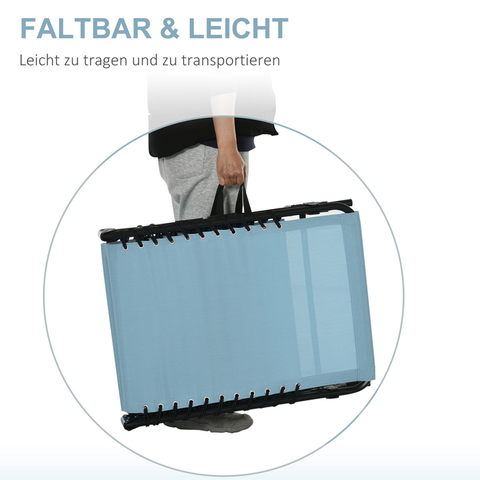 Шезлонг для відпочинку, складаний, з дихаючою оббивкою, металевий каркас, 189 x 58 x 30 см, блакитно-зелений