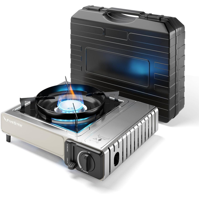 Генератор газовий 1-пальниковий для кемпінгу, для балончиків 227г, з п'єзозапалюванням та кейсом, для відпочинку на природі та кемпінгу, портативний газовий пристрій, потужність 2,2 кВт (1-пальниковий газовий генератор)