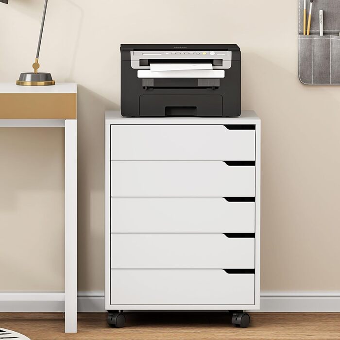 Контейнер для документів Sogesfurniture, офісний шафа з 5 висувними ящиками, білий