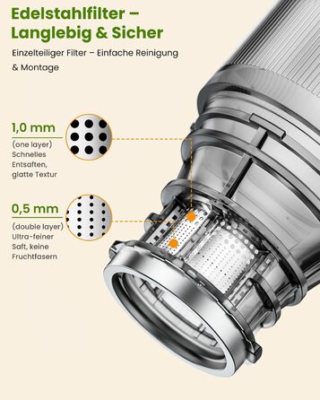 LINKChef Slow Juicer: Холодне віджимання овочів та фруктів, 115 мм, чорний, BPA Free