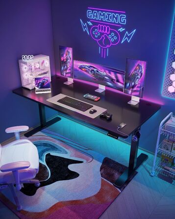 Регульований стіл Devoko з USB-роз'ємом: електричний, для роботи стоячи/сидячи, 180 x 80 см, чорний