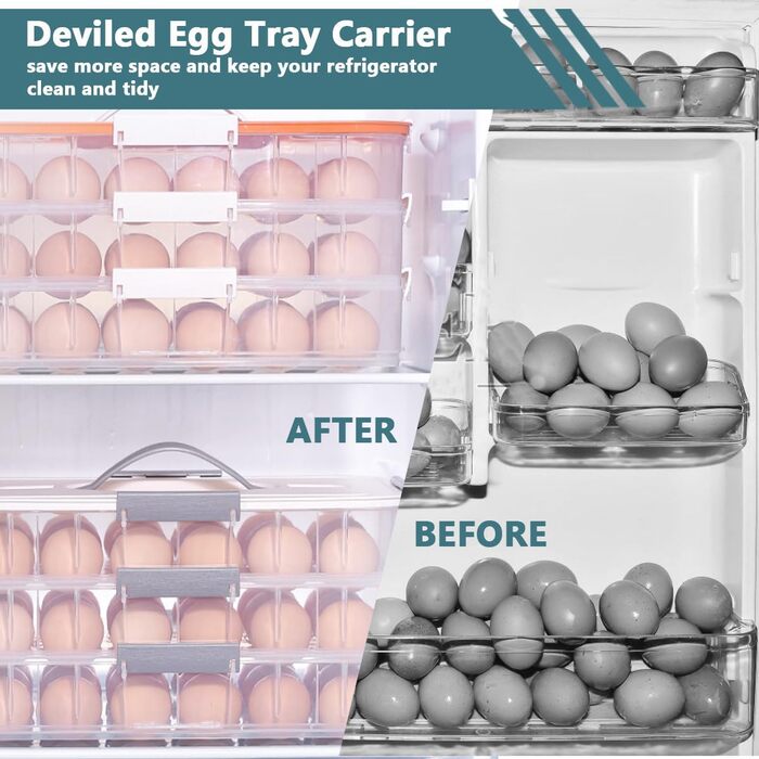 Контейнер для яєць з кришкою, 2-ярусний, 36 відділень, зелений, для пікніка, подорожей, вечірок