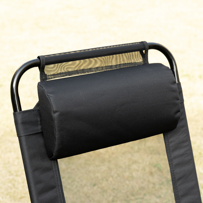 Набір з двох складаних стільців, розкладне ліжко, стійке до погодних умов, спинка з 5 положеннями, металевий каркас, чорний колір