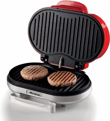 Електрична бутербродниця, електричний гриль з двома сковорідками з антипригарним покриттям, 2 нагрівальні камери, легко чиститься, 1200 Вт, червона 205 гамбургер, 205