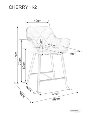 Барний стілець CHERRY H-2 VELVET чорний каркас/чорний BL.19