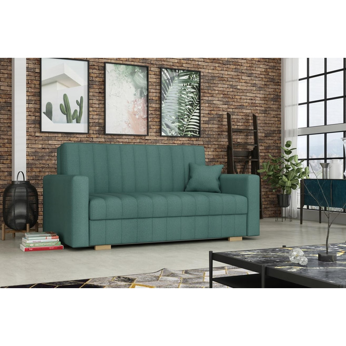 Диван-ліжко Zanzibar I 3-місний м'ятного кольору 153 см з ящиком для білизни та функцією сну | Диван з функцією ліжка