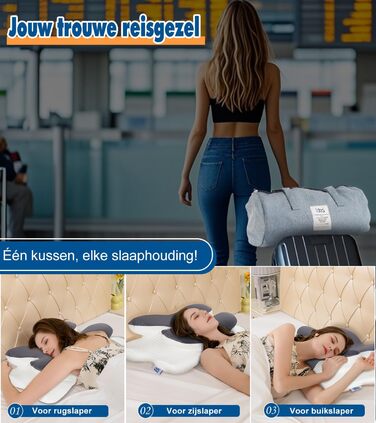 Ортопедична подушка для шиї IDEA з Memory Foam, для дорослих, з підтримкою шиї, Travel Neck Pillow