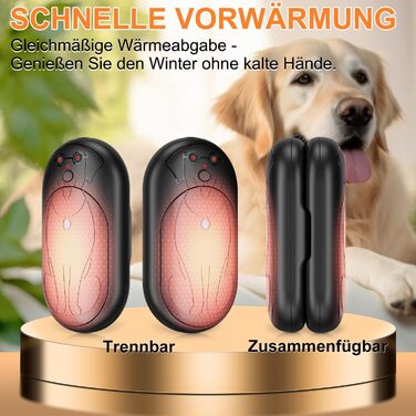 Електричний грієчка для рук Lepwings, 2 шт., 6000 mAh, USB-зарядка, 3 режими, 20 годин роботи, для активного відпочинку взимку, чорний