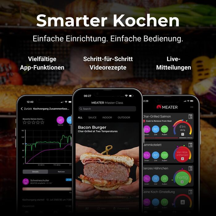 MEATER Pro XL – Розумний термометр для м'яса з Wi-Fi та 4 датчиками | BBQ, духовка, гриль, smoker, фритюрниця