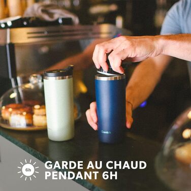 Термокружка QWETCH 470 мл з нержавіючої сталі - для кави та чаю, зберігає тепло 6 годин, холод 12 годин, без BPA, з герметичним закриттям, багаторазова