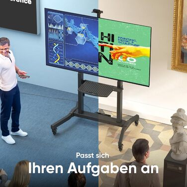 ONKRON Телевізійна тумба на колесах для телевізорів 50-100 дюймів, електрична, з підйомом, max 130 кг, VESA 1000x600, чорна TS1991E-B