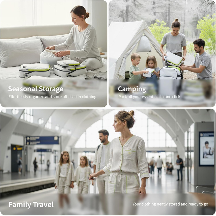 Набір компресійних органайзерів для одягу Cipway для подорожей, ультралегкі пакувальні куби для валізи та рюкзака, сірий, 5 шт.