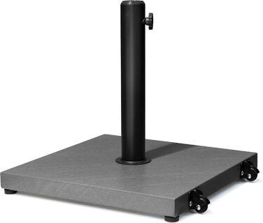 Підставка для парасольки на терасу, 18,1 кг, міцна квадратна підставка з бетону, ринкова підставка з тикового дерева (з колесами), сіра