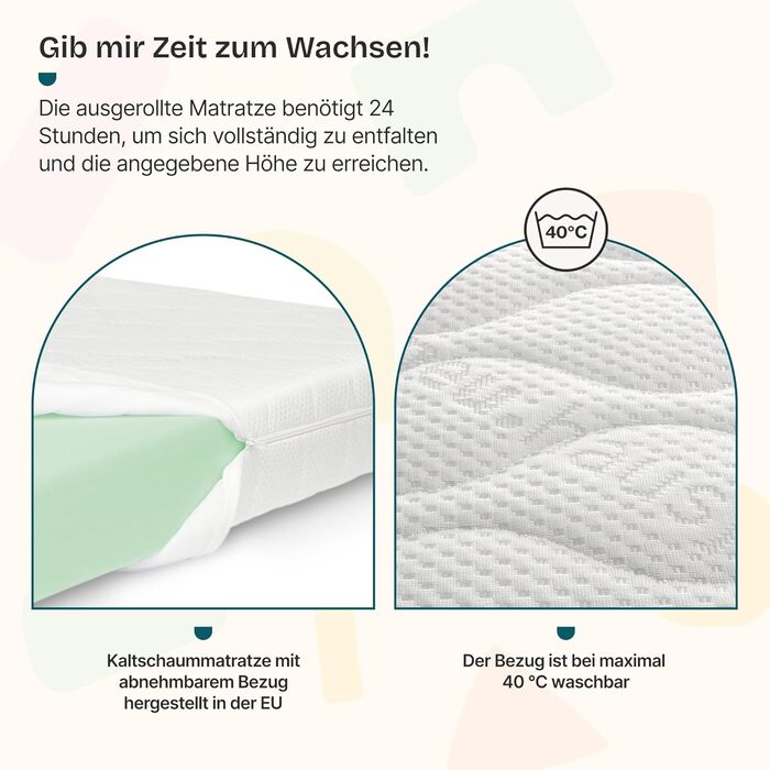 Дерев'яне ліжко-дитяче Treviolo від en.casa: ліжко-хаузмайстер з захистом від падіння, ламелі, монтессорі, для дітей, біле, з матрацом