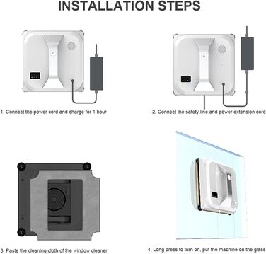 Робот-мийник вікон Topchances - розумний робот для миття скла з керуванням через додаток та пультом. Автоматичний миття вікон для дому та вулиці, підходить для високих вікон та стель. Магнітний, білий.