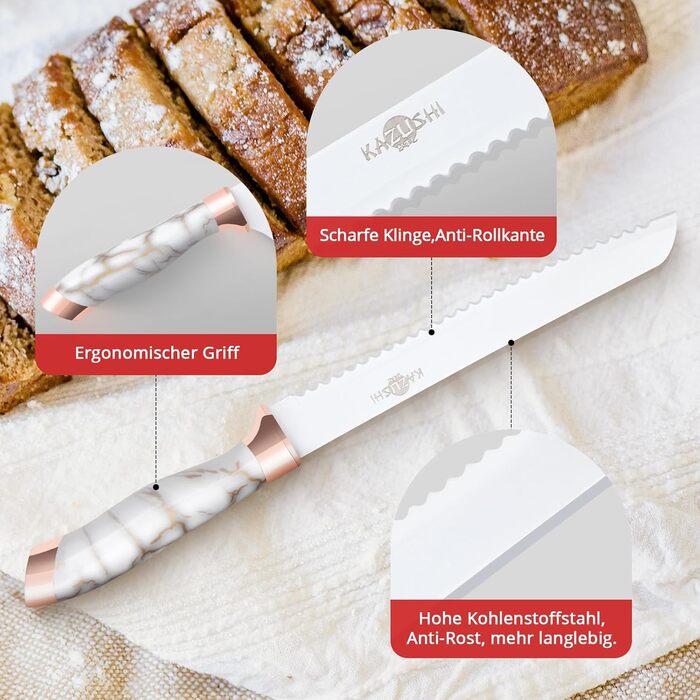 Набір кухонних ножів Messerblock Set: 7 предметів з нержавіючої сталі з дерев'яним блоком та точильним каменем. Професійний кухонний набір, подарунок.