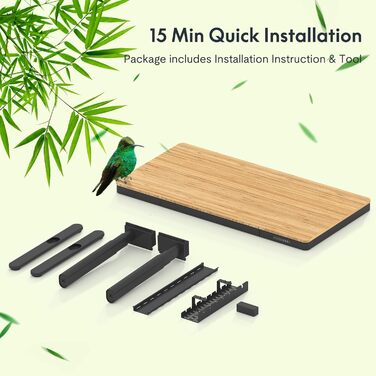 Електричний регульований стіл FLEXISPOT з торканням та USB, стіл з висувною шухлядою та скляною стільницею, туалетний столик (сніжно-білий), скляна стільниця (140 x 70 см, бамбук / чорний (з Qi))